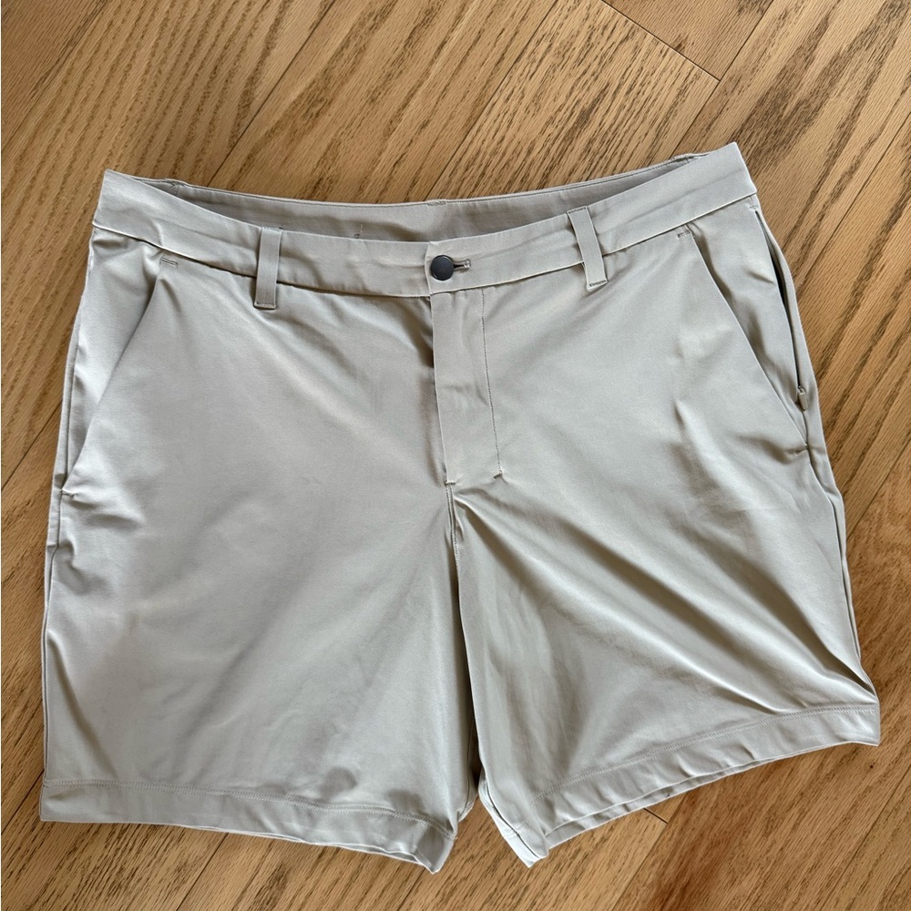 lululemon athletica Men's Beige Flat Front Shorts